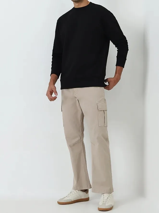 Casual Style  Solid Loose Cotton-Blend Sweatshirt