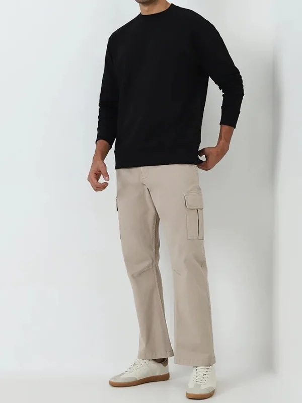 Casual Style  Solid Loose Cotton-Blend Sweatshirt