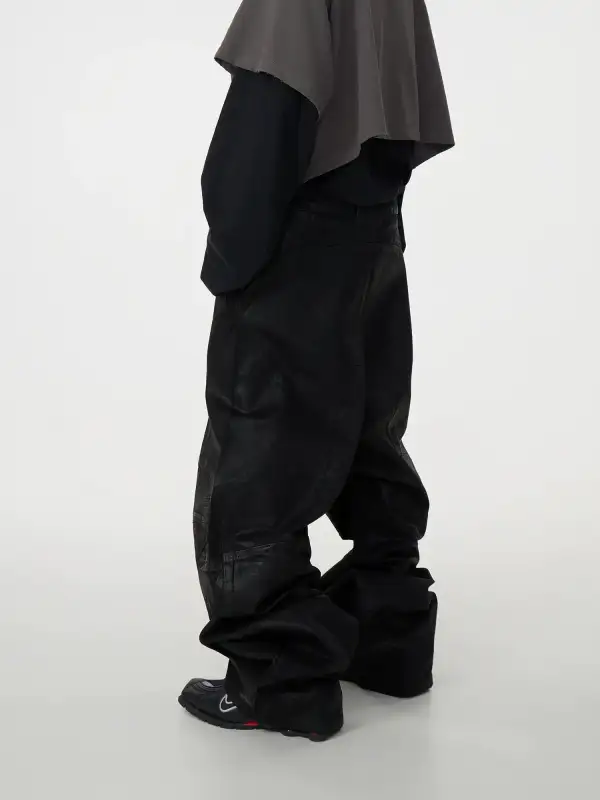 Patchwork Baggy Jeans With Buckle Details