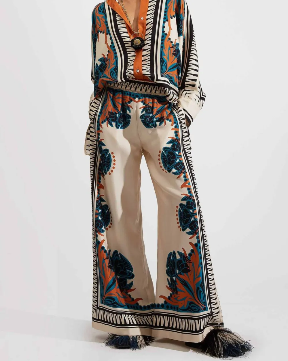 Printed Flowy Caftan Coordinated Set
