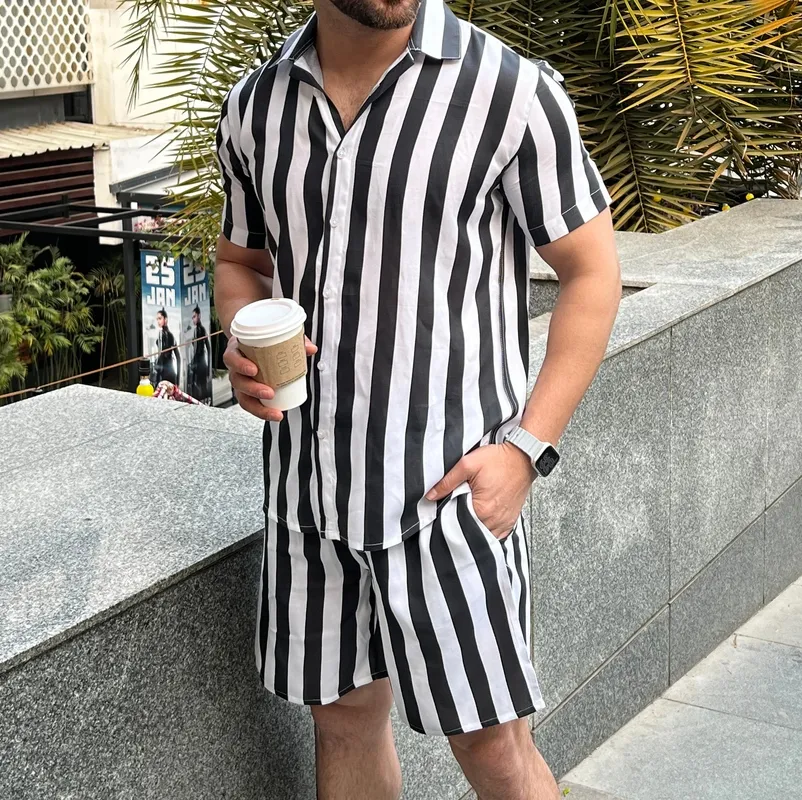 White Black Printed Matching Set