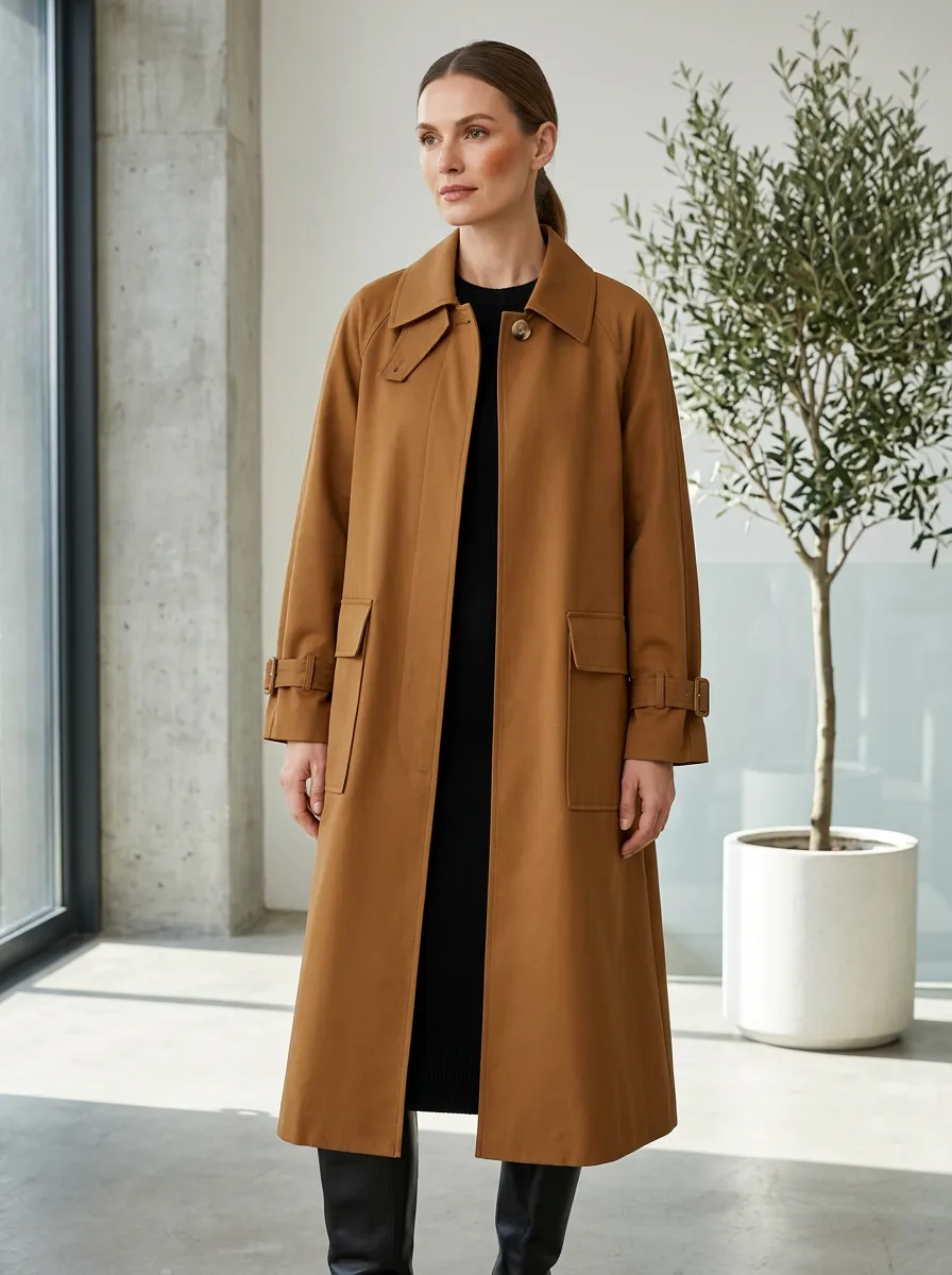 Women's Minimalist Long Trench Coat