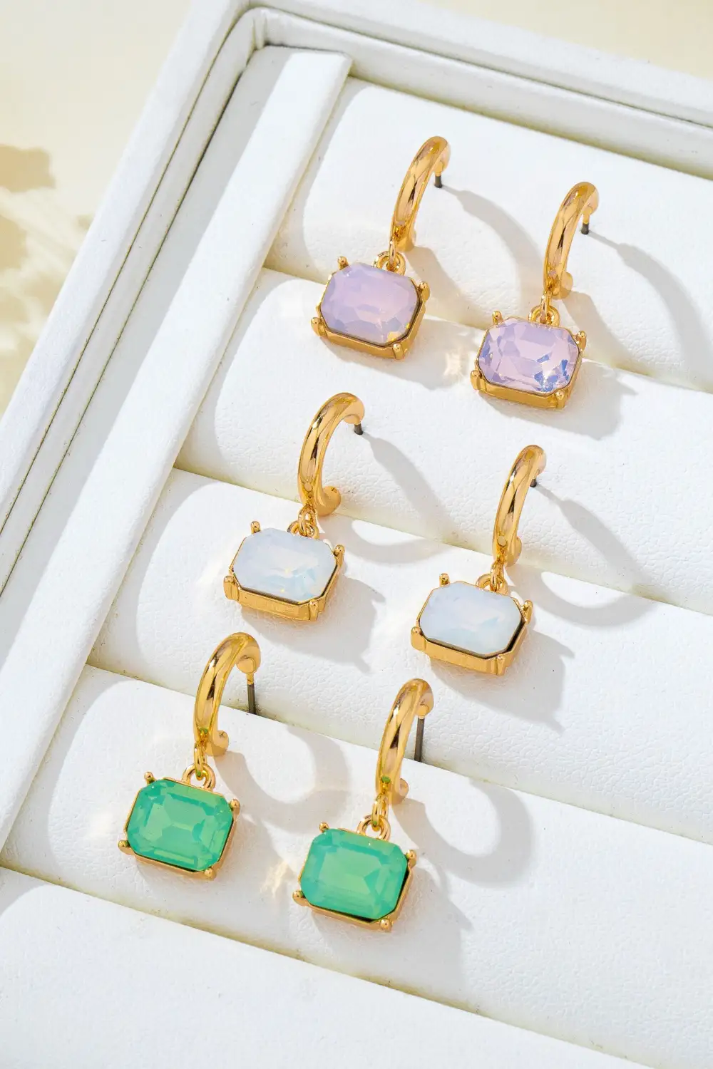 Crystal merald Cut Huggie Hoop