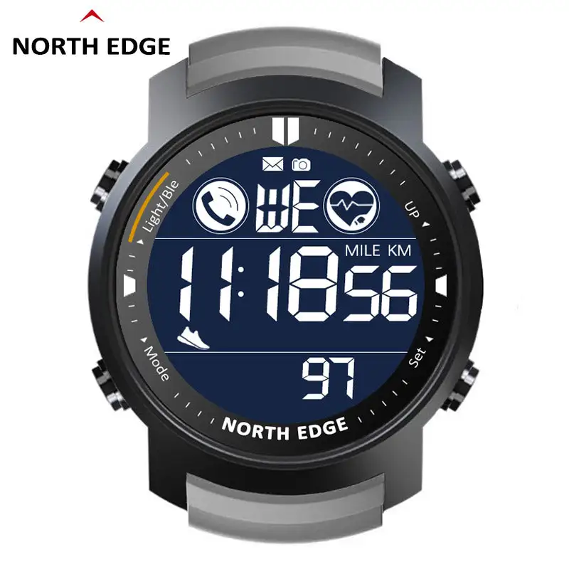 North Edge Black digital smart watch waterproof LAKER