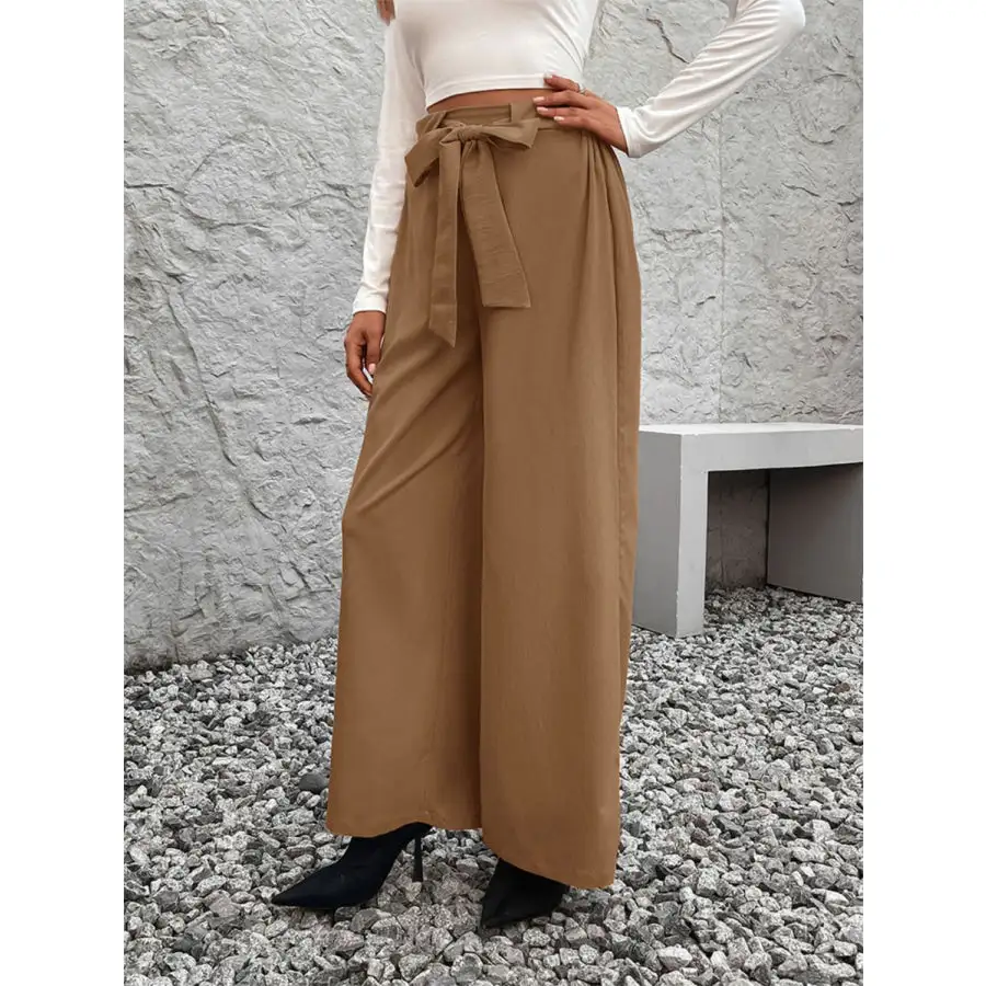 Classic Tied High Waist Wide Leg Pants