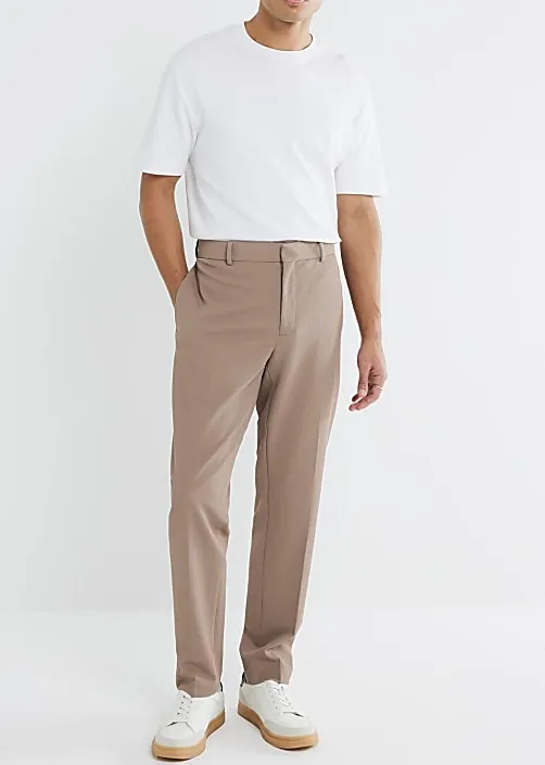 Beige Fashion Casual Side Pocket Men's Trousers