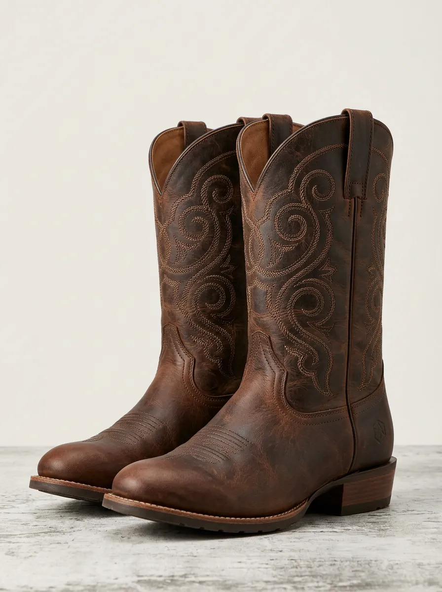 Men's Trail Inspired Western Cowboy Embroidered Cowboy Boots