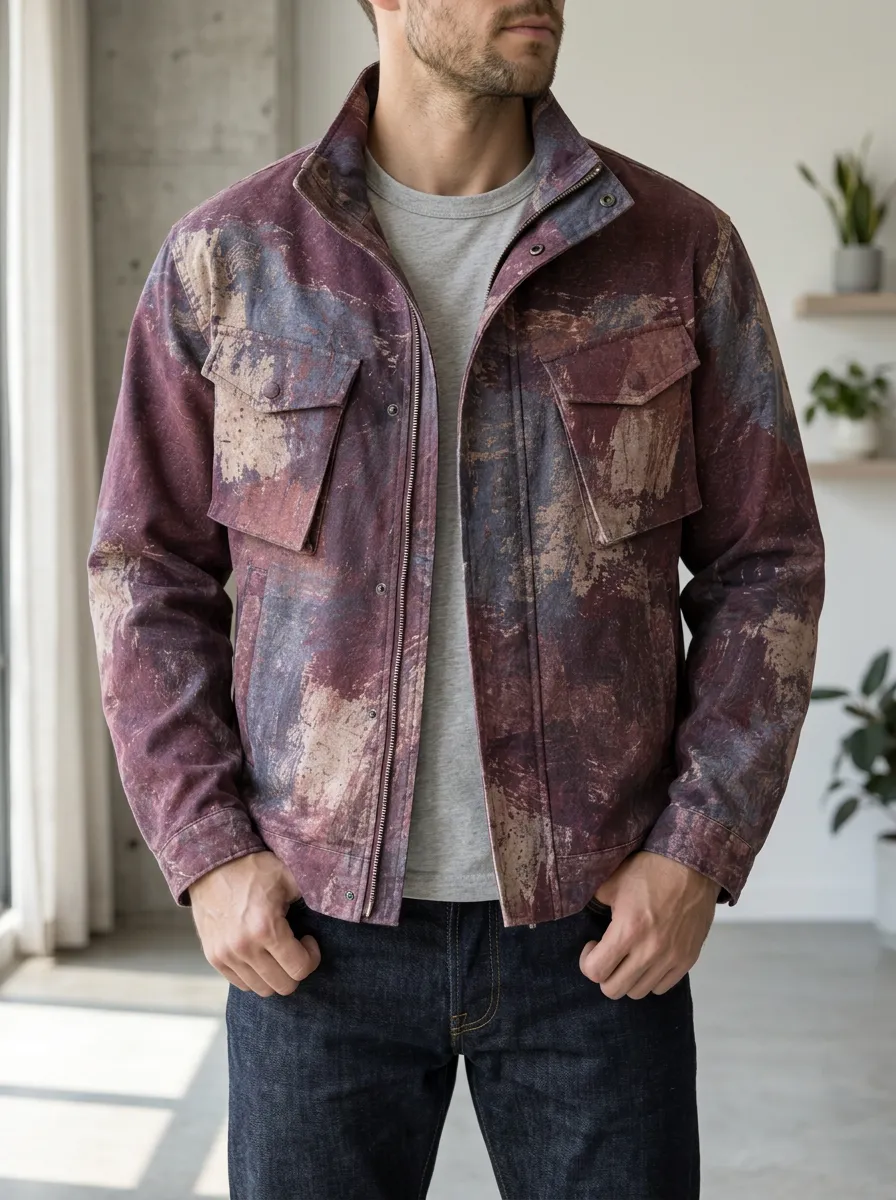 Men's Abstract Paint Splatter Rugged Adventure Jacket