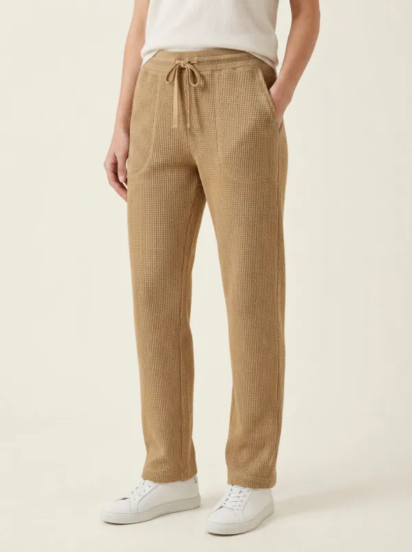 Women's Casual Lounge Waffle Knit Drawstring Jogger Pants