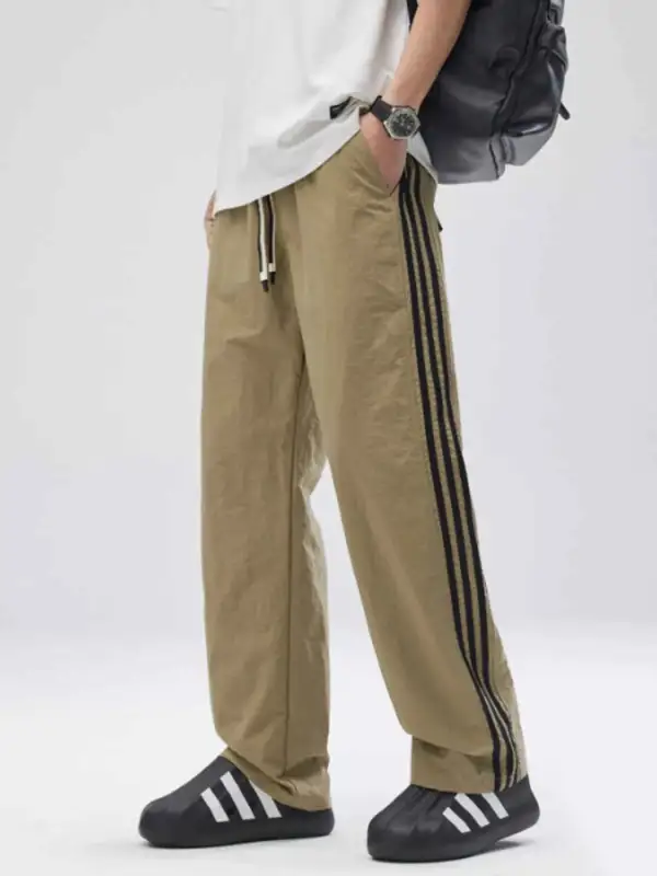 Drawstring Wide Leg Pants with Side Striped