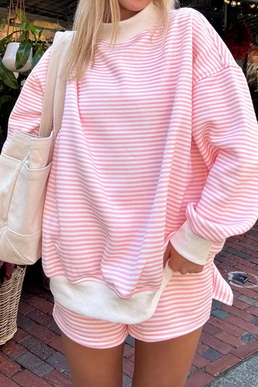 Stripe Shorts Relaxed Shorts Lounge Set Comfort