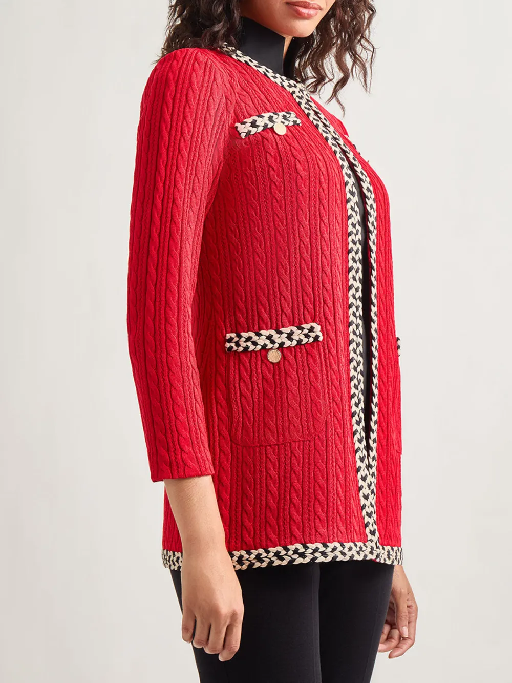 Contrast Colored Medium Length Jacket