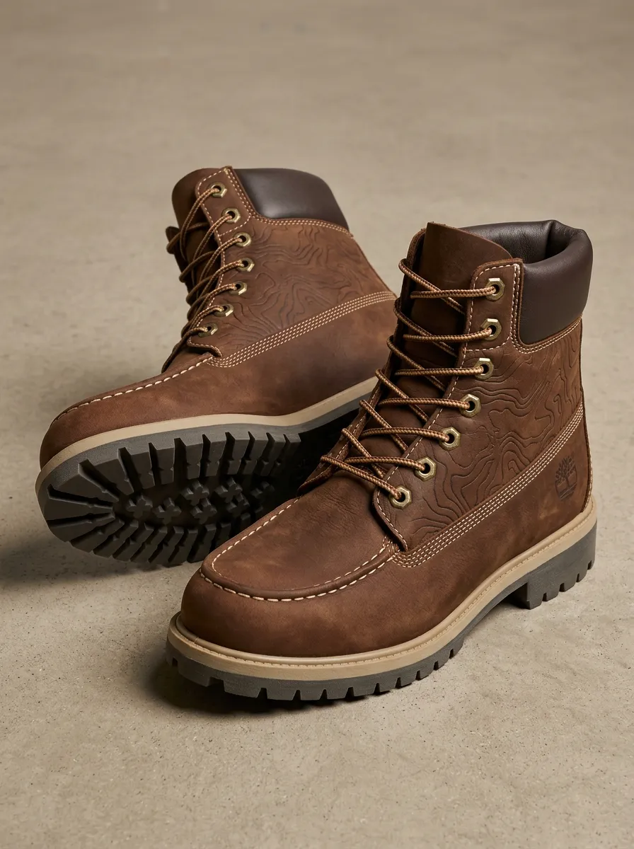 Unisex Casual Outdoor Enthusiast Topographic Map Print Work Boots