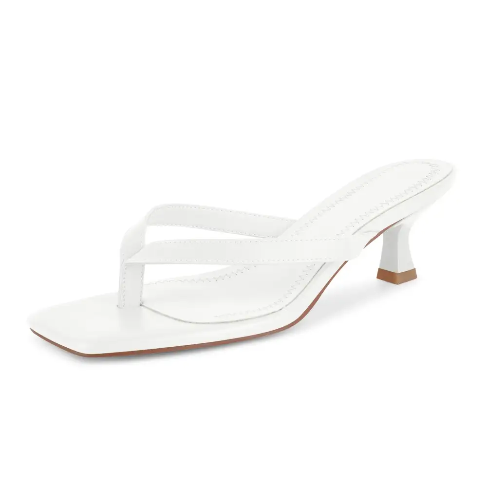Square Toe Flip-Flop Kitten Heel Sandals