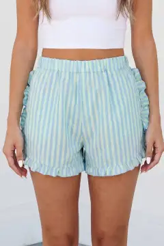 Ruffle-Trim Elastic Waist Ruffle Trim Casual Shorts