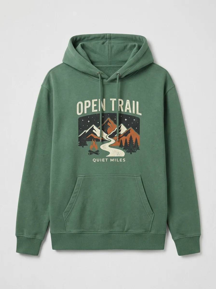 Unisex Hiking Lover Mountain Campfire Printed Hoodie