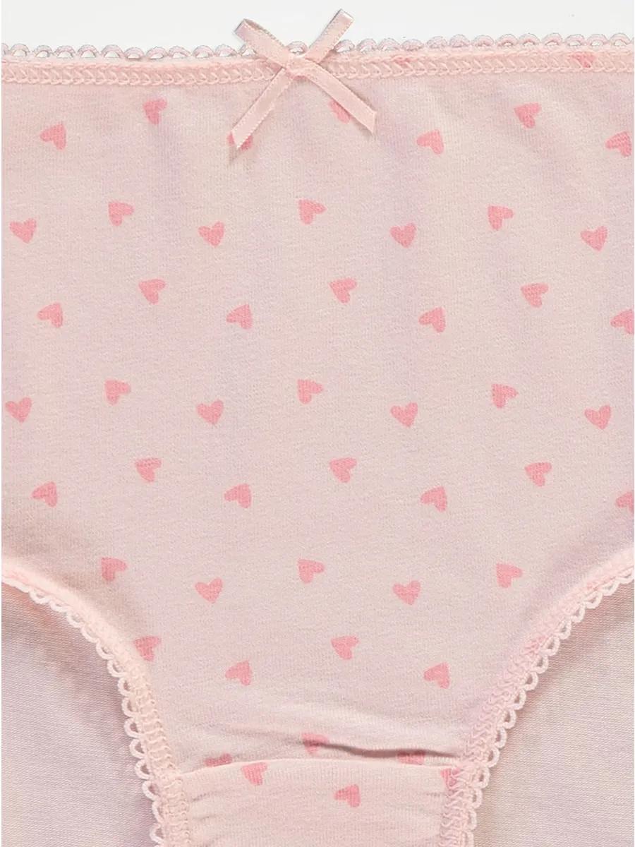 Pink Heart Spot Briefs 10 Pack