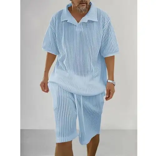 Knit Short Sleeve Casual Shorts Set
