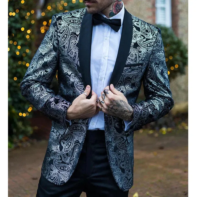 Stz Men S Velvet Paisley Classic Blazer