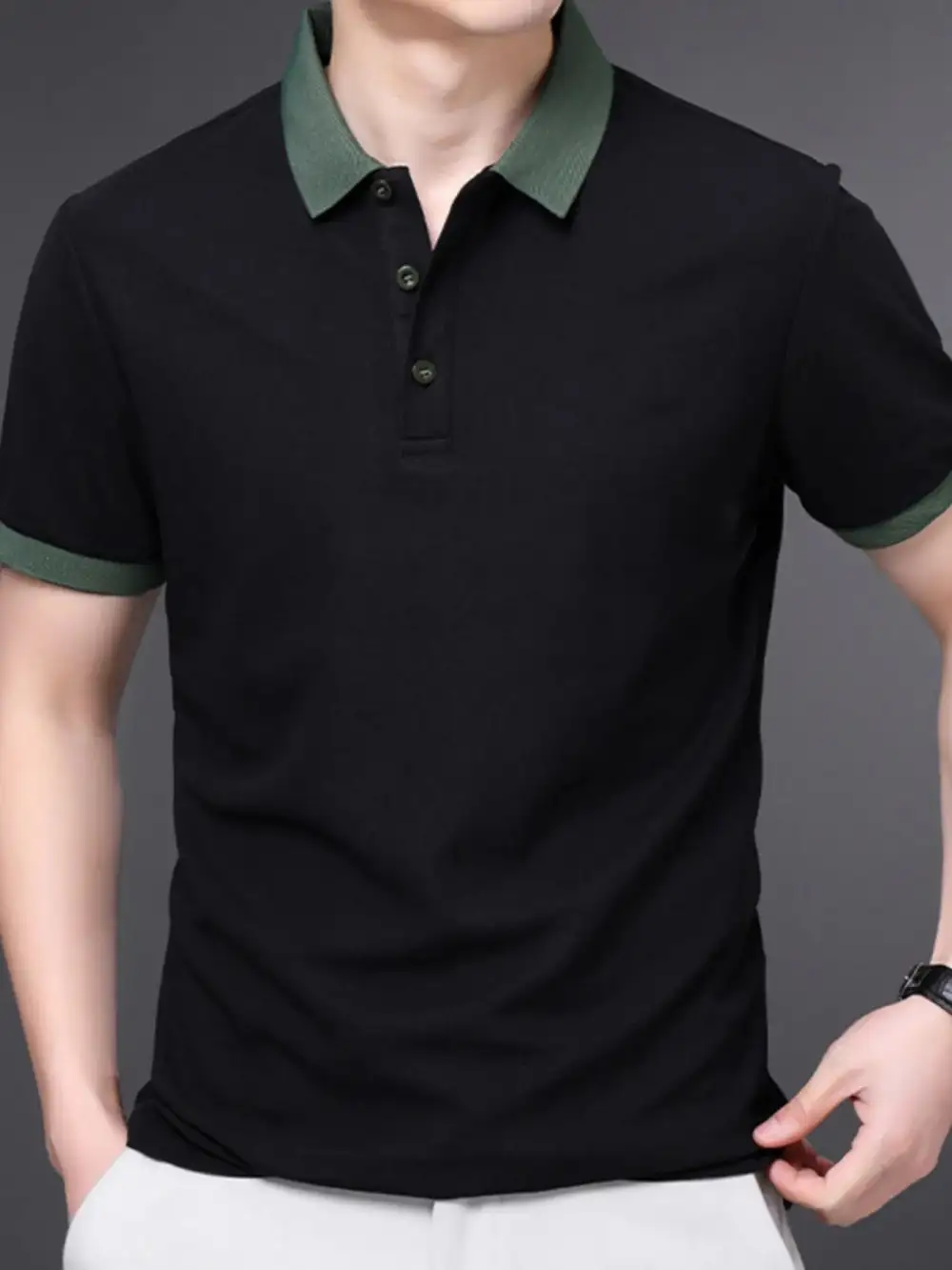 Everyday Contrast Detail Collared Short Sleeve Polo Shirt