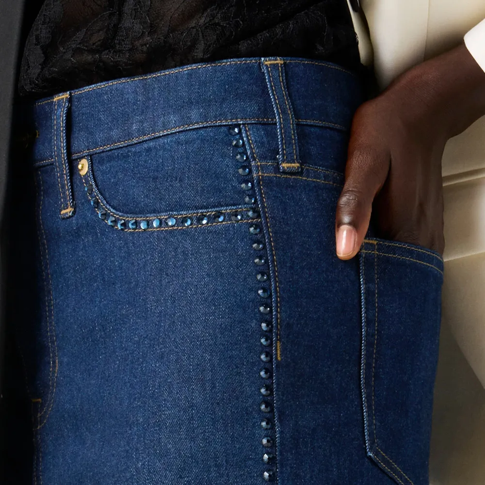 Embellished Wide-Leg Jeans