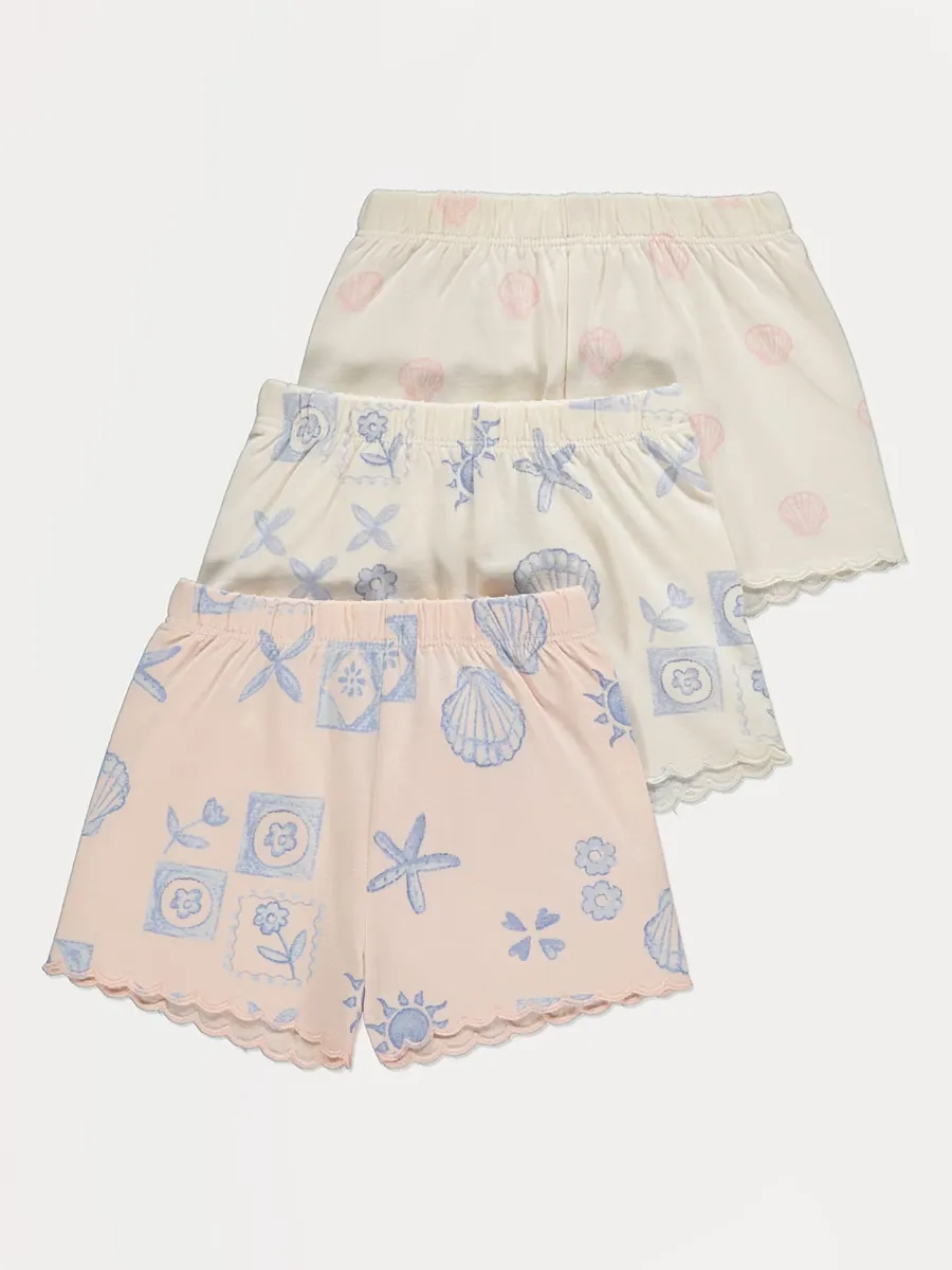 Pastel Sea Shell Shorts 3 Pack