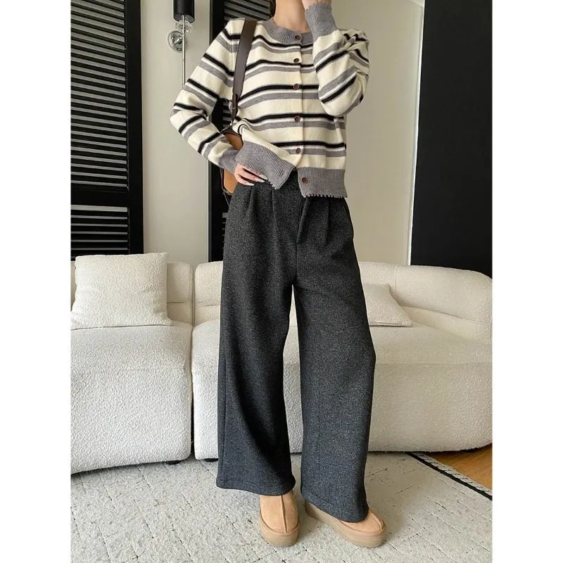 Women's High Waist Wide Leg Straight Leg Pants