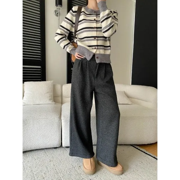 Women's High Waist Wide Leg Straight Leg Pants