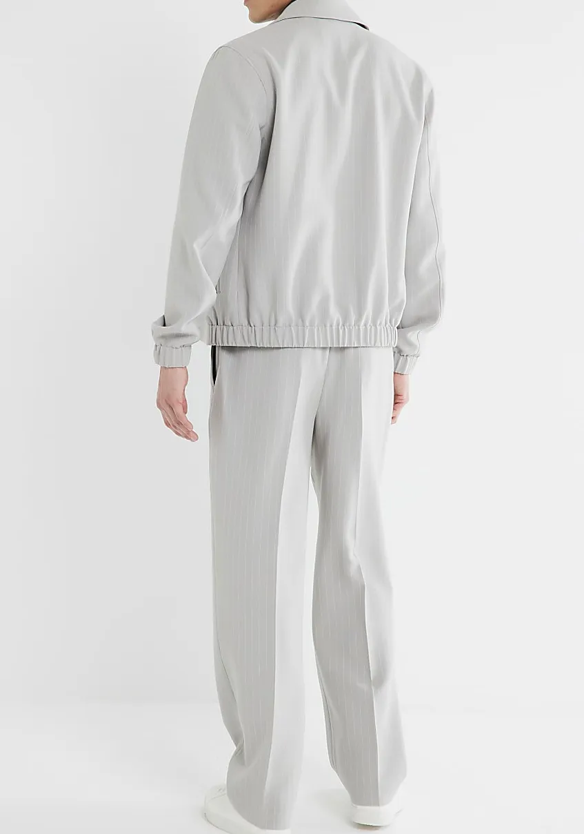 Fashion Casual Grey Striped Loose Stretch Men's Trousers