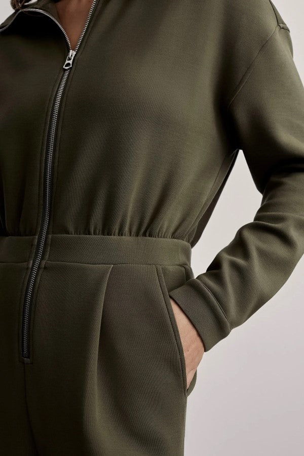 Olive Green Zip Up Utility Jumpsuit