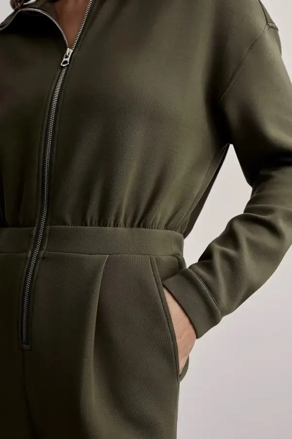 Olive Green Zip Up Utility Jumpsuit