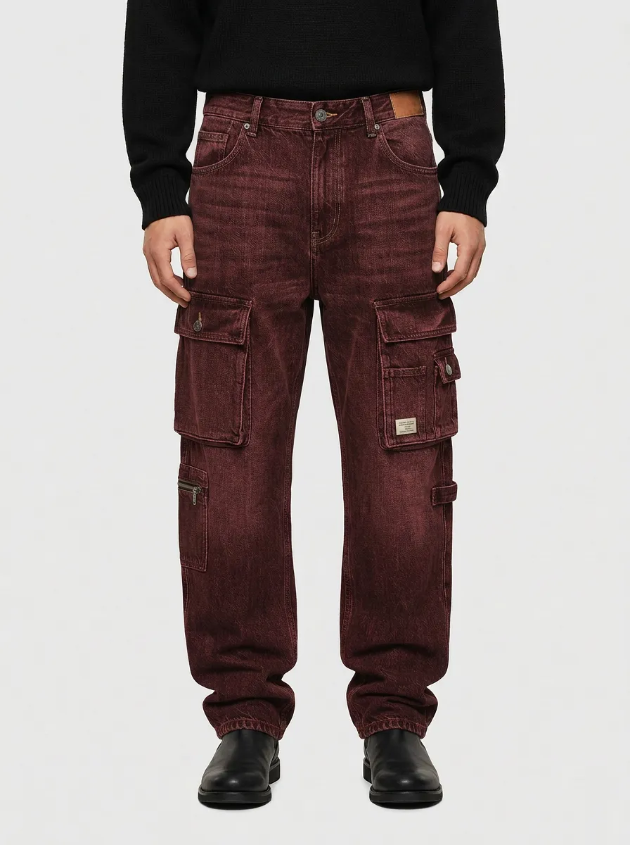 Men's Vintage Washed Black Cargo Pants