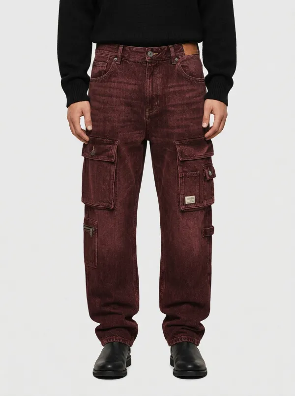Men's Vintage Washed Black Cargo Pants