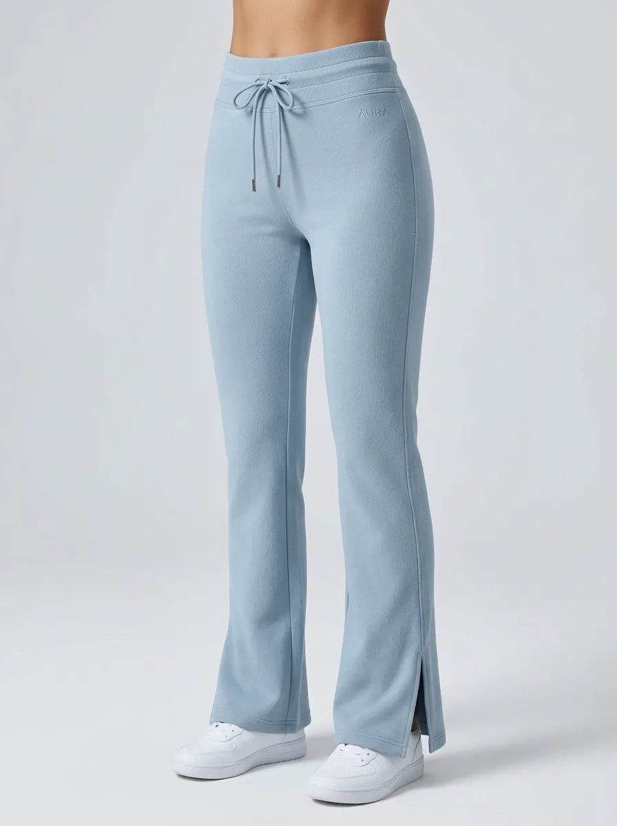 Women's Athletic Fitness Drawstring Split Hem Printed Athletic Pants