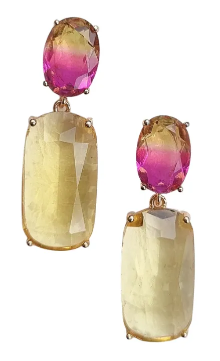 Gem Stud Yellow Earrings