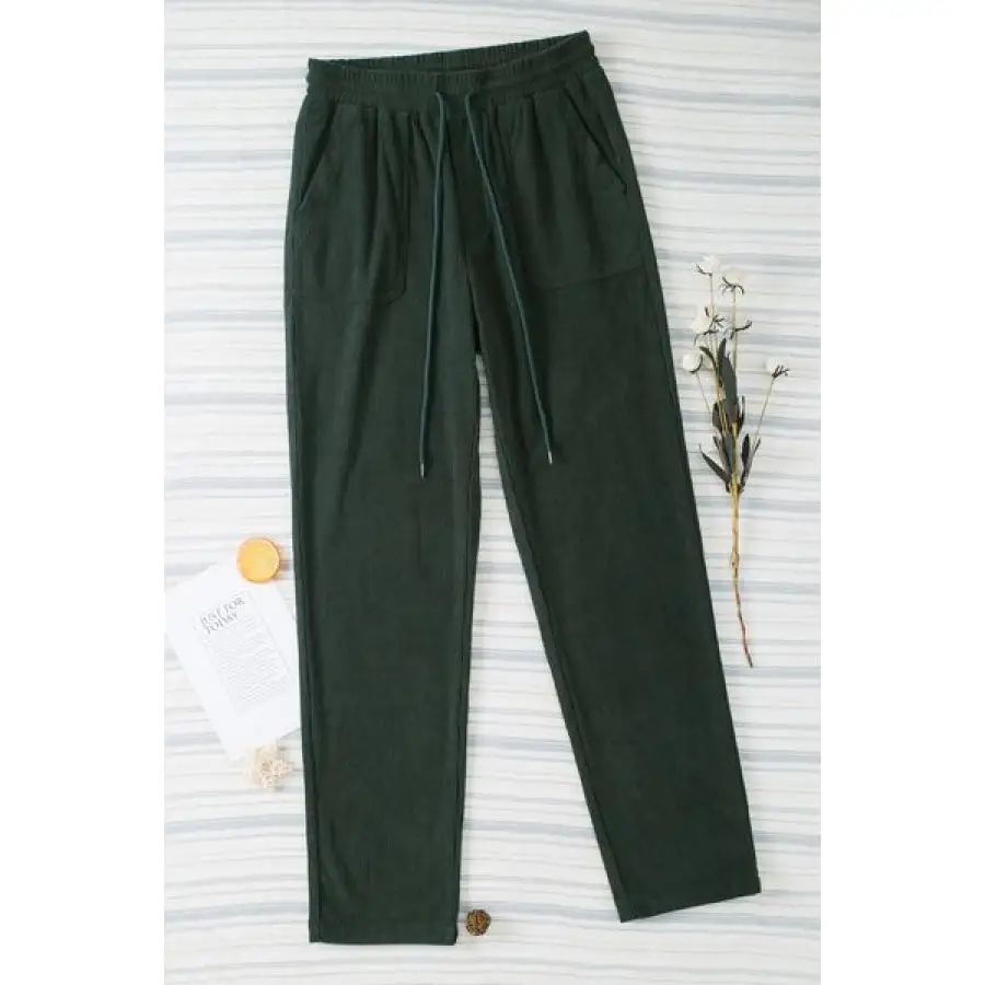 Classic Drawstring Straight Pants with Pockets