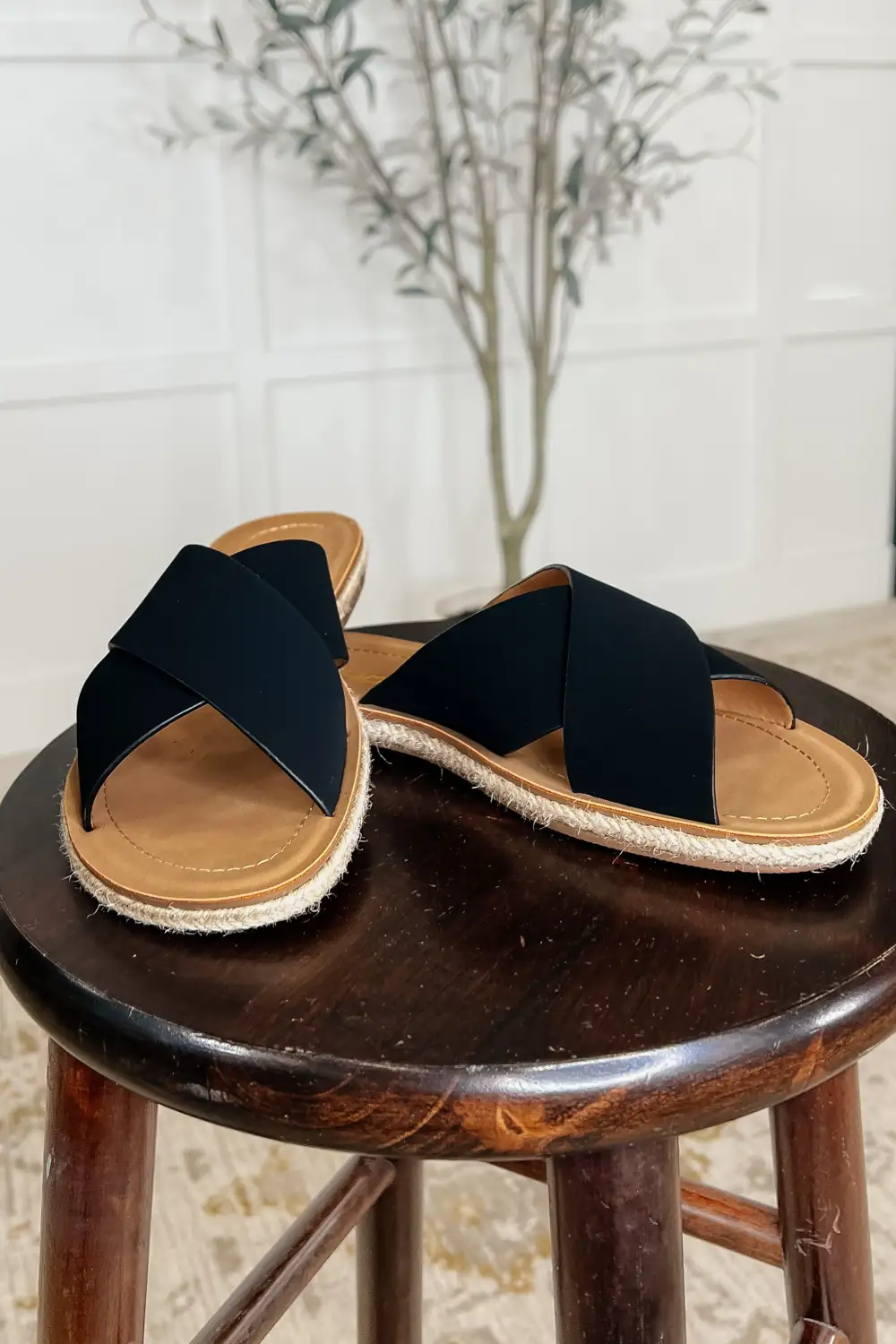 Braided Cross-Strap Flat Sandals