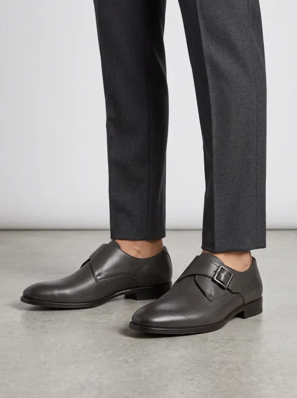Men's Business Formal Herringbone Pattern Buckle Leather Shoes