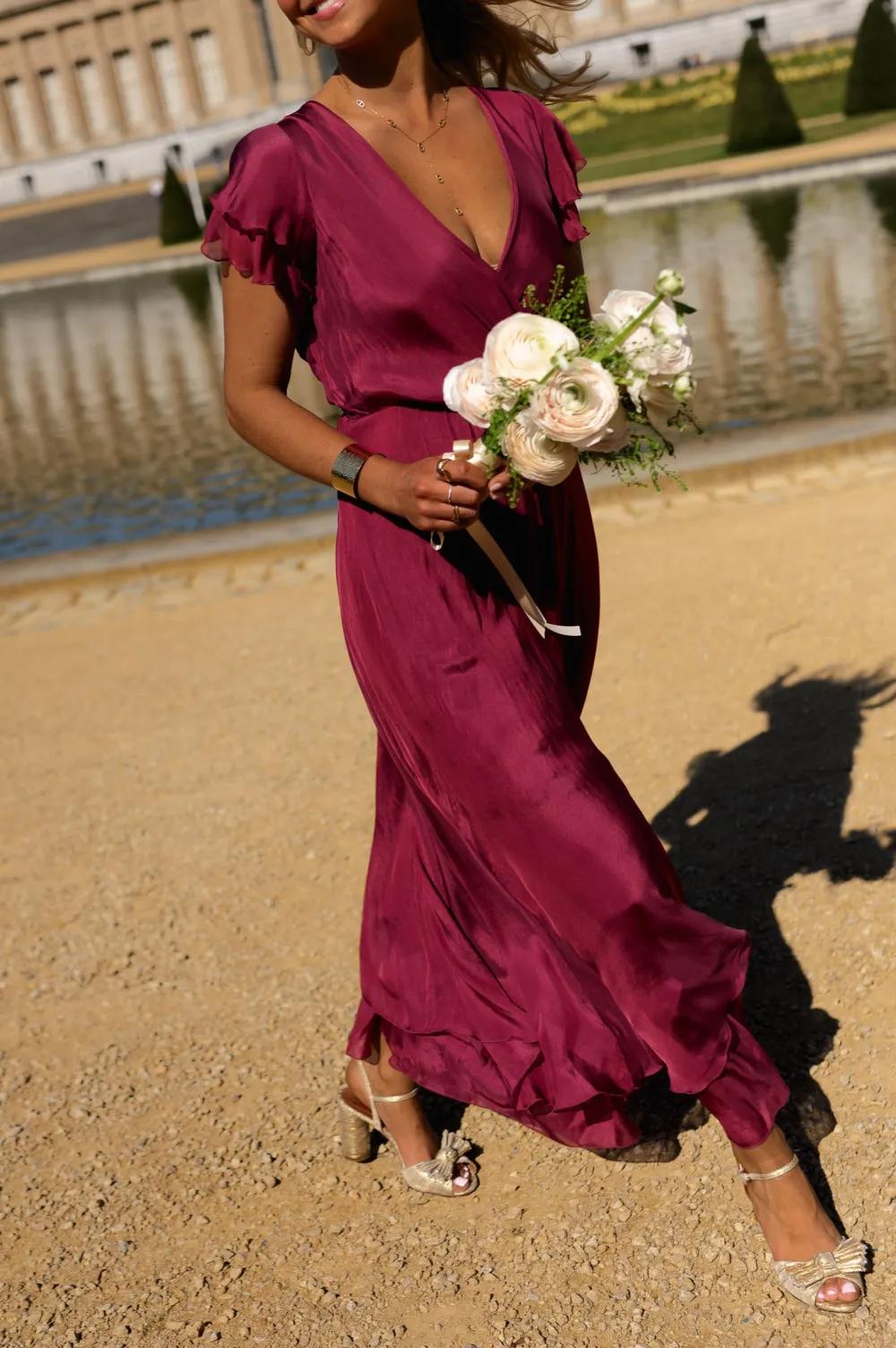 Silky Finish Wrap Front Maxi Dress