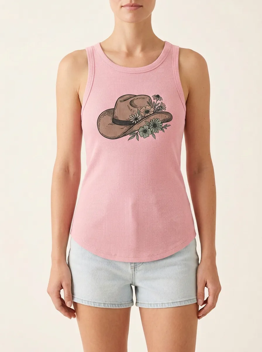 Southwestern Floral Built-In Bra Tank Top