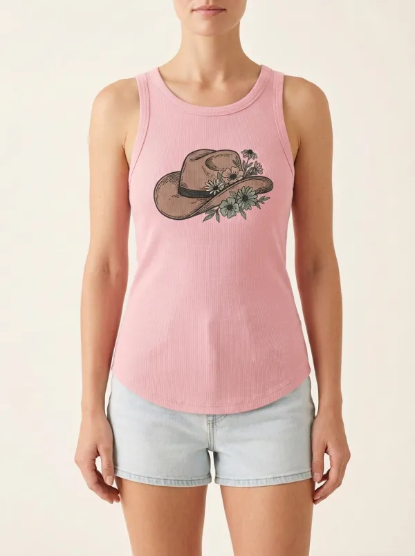 Southwestern Floral Built-In Bra Tank Top