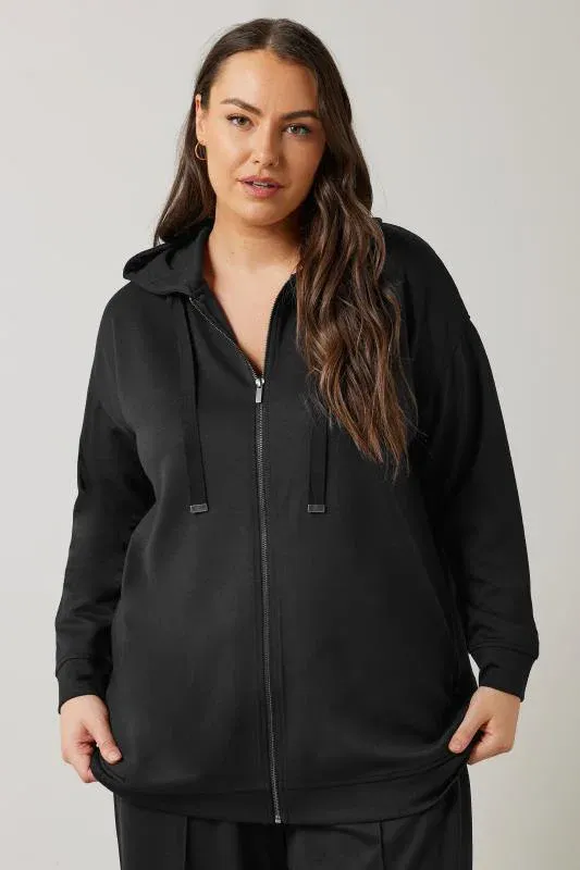 Black Luxe Zip Through Hoodie