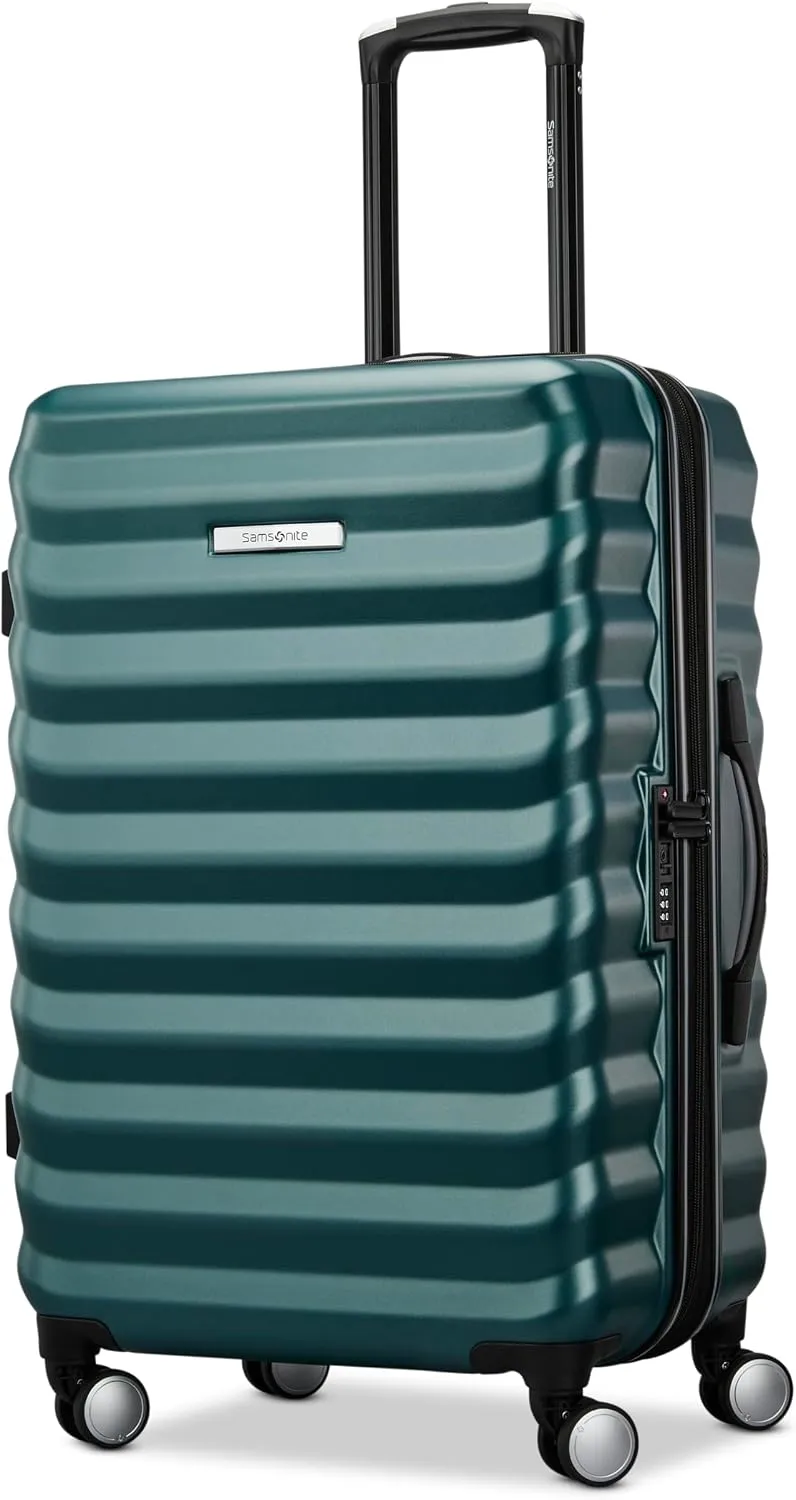 Samsonite Hard-Sided 28-Inch Lightweight Checked Large Expandable Element Suitcase: Durable, 360° Spinner Wheels, Adjustable Telescopic Handle, TSA-Approved Lock - Alpine Black