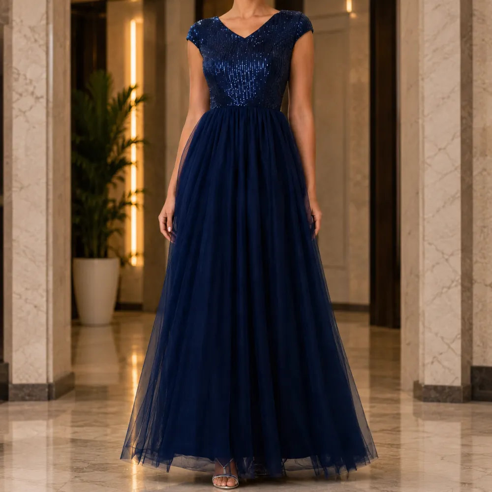 Tulle Sequin Maxi Dress