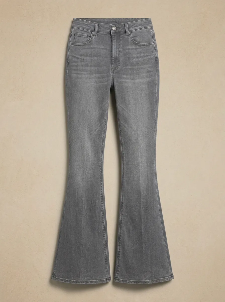 Effortless Faded Finish High Rise Flare Jeans