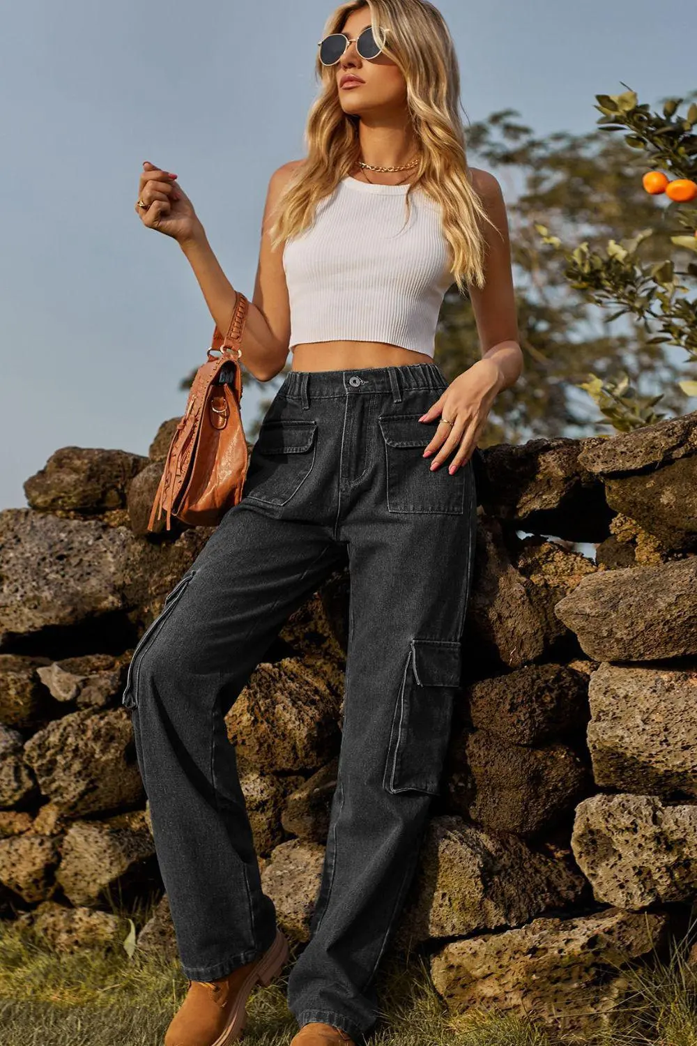 Washed Loose Fit Pocketed Denim Jeans