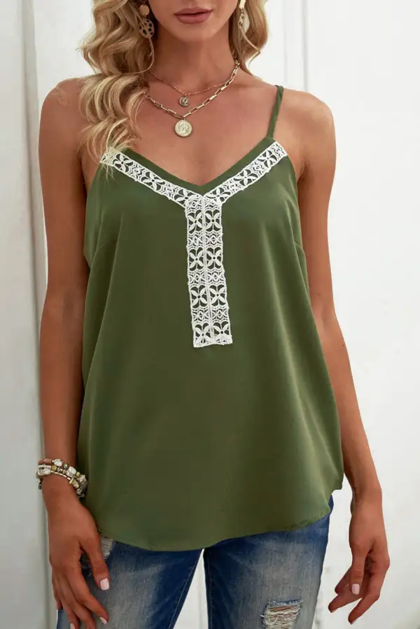 Sleeveless Lace V-Neckline Tank Top