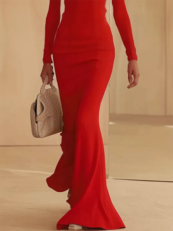 Skinny Long Neck Maxi Dress