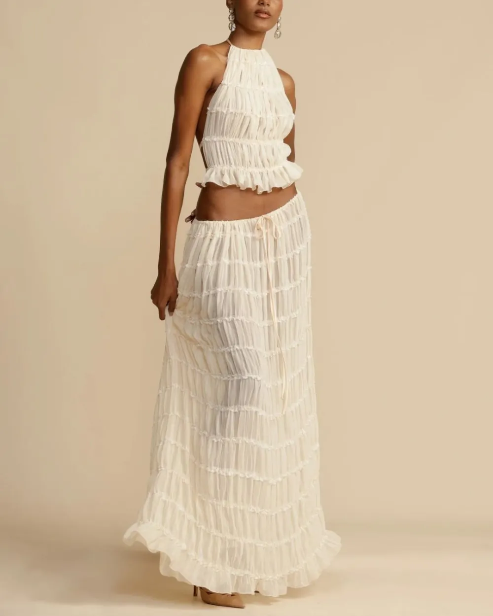 Pleated Back Halter Tank Set