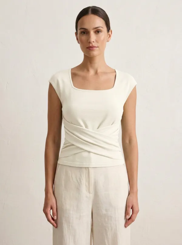 Square-Neck Crisscross Fitted Fitted Top